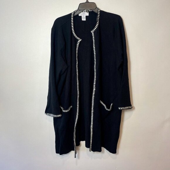 Magaschoni Knitted Cardigan Sweater Womens Plus Size 2X Black Open